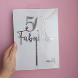 50 & Fabulous Cake Topper - Silver