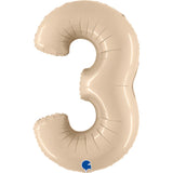 66cm Satin Cream Number Foil Balloon - 3