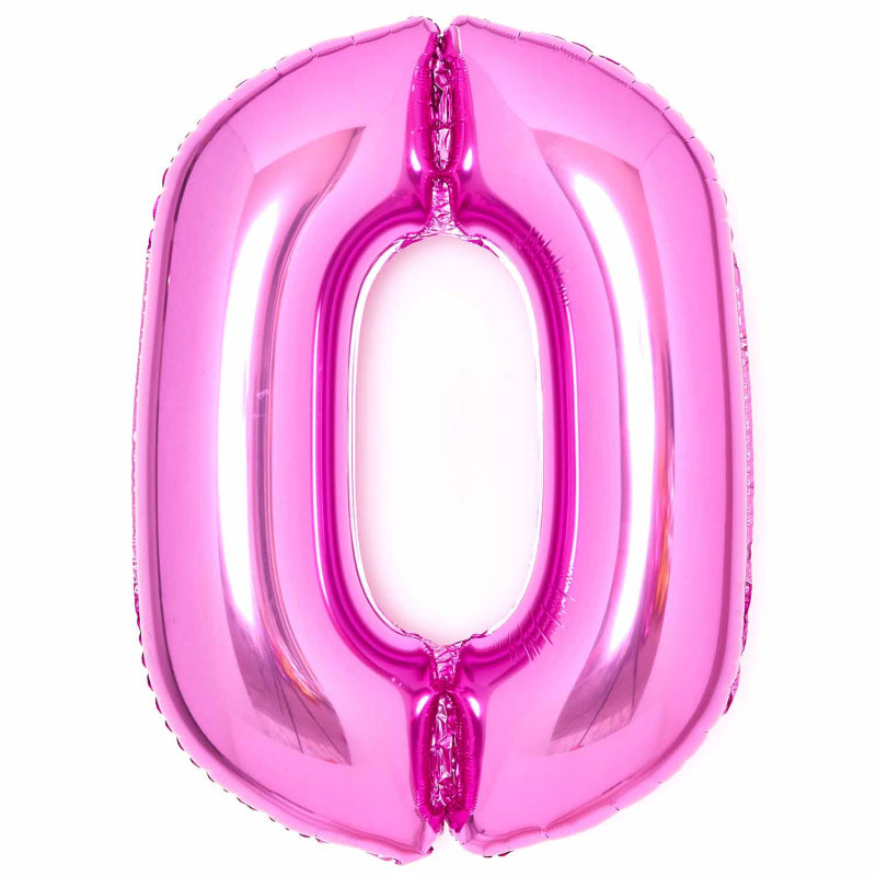 86cm Hot Pink Number Foil Balloon - 0