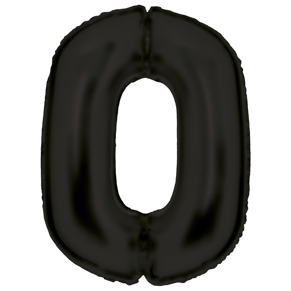 86cm Silk Lustre Black Number Foil Balloon - 0