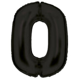86cm Silk Lustre Black Number Foil Balloon - 0