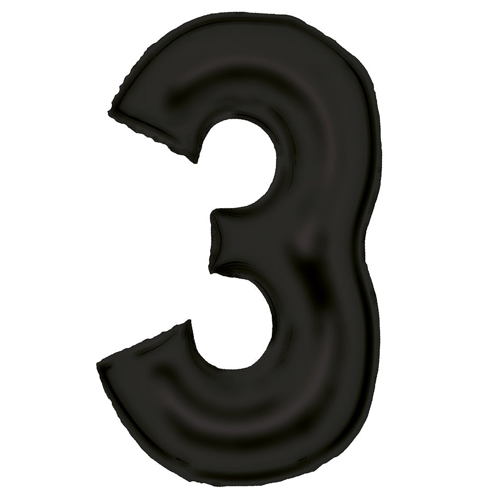 86cm Silk Lustre Black Number Foil Balloon - 3