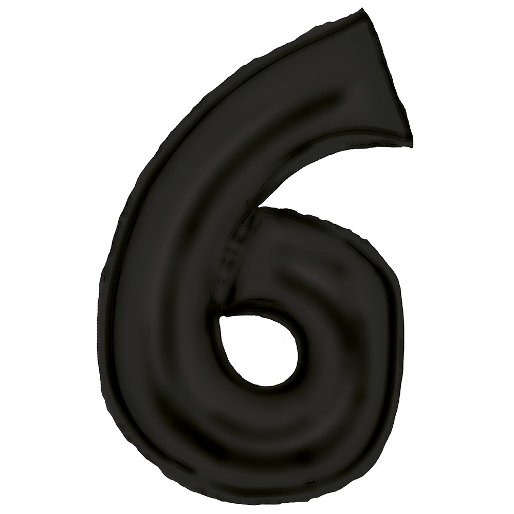 86cm Silk Lustre Black Number Foil Balloon - 6