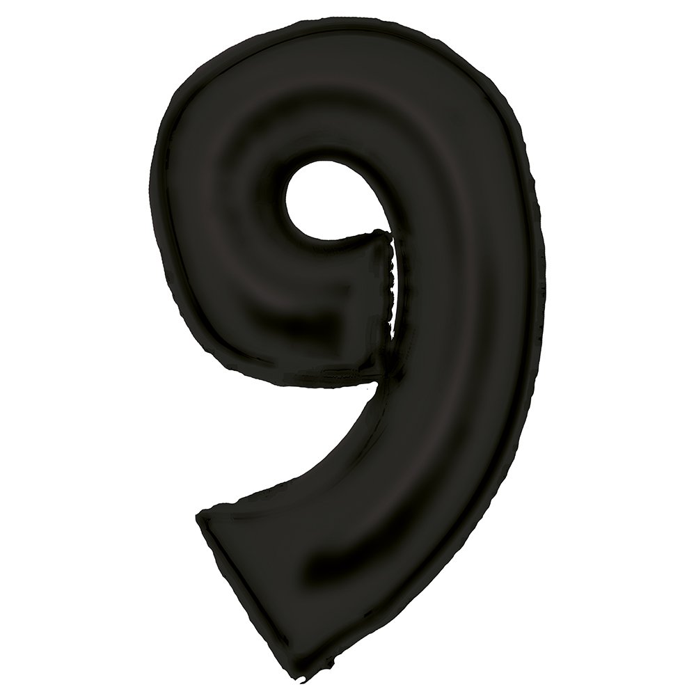 86cm Silk Lustre Black Number Foil Balloon - 9