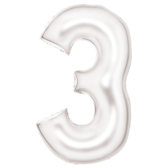 86cm Silk Lustre White Foil Balloon - 3