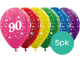 90th Birthday Balloons - Assorted 5pk