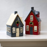 Alsace Tea Light Cottage Navy with Wreath