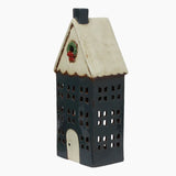 Alsace Tea Light House Blue with Wreath Large