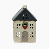 Alsace Tea Light House Blue with Wreath Small