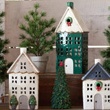 Alsace Tea Light House Green with Wreath Large