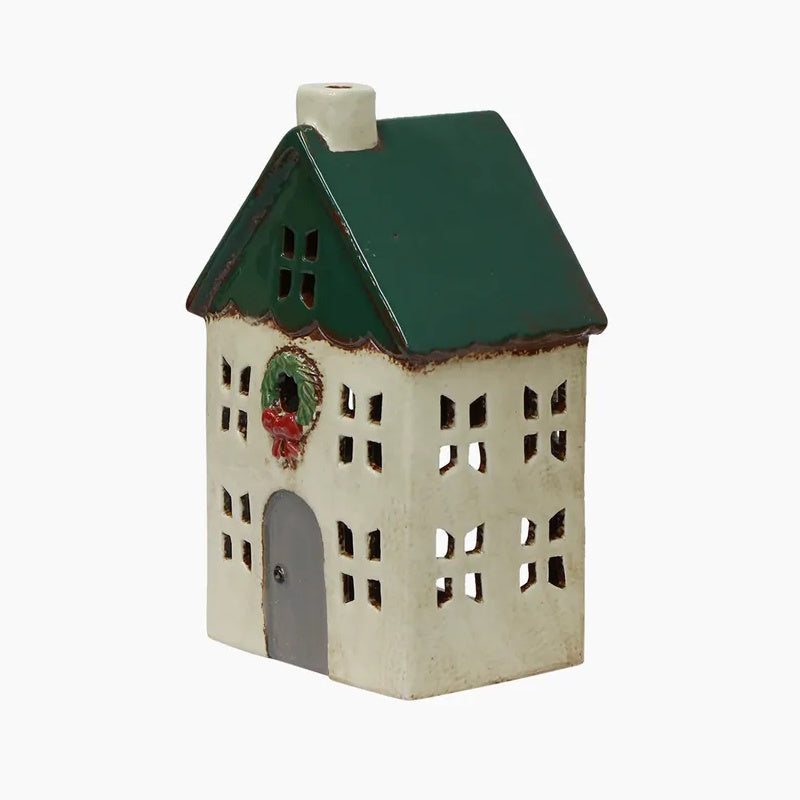 Alsace Tea Light House Green with Wreath Small