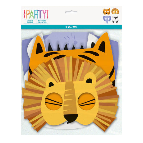 Animal Safari Masks 4pk