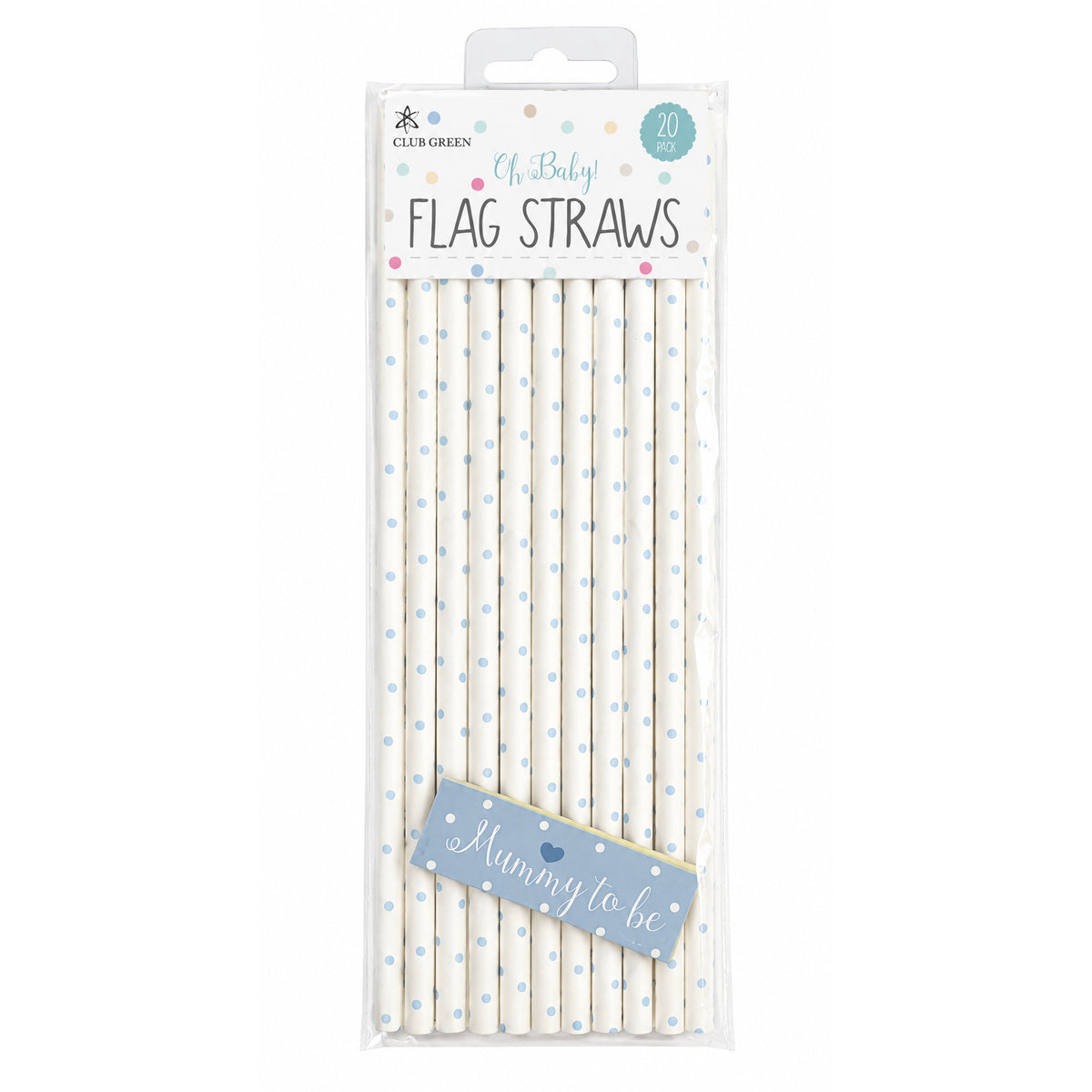 Baby Shower Flag Paper Straws 20pk - Blue