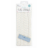 Baby Shower Flag Paper Straws 20pk - Blue