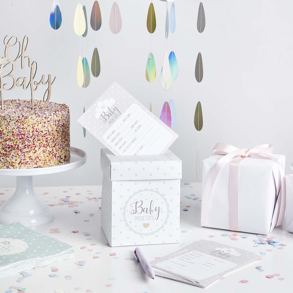Neutral Baby Shower Prediction Cards & Post Box Set