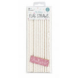 Baby Shower Flag Paper Straws 20pk - Pink