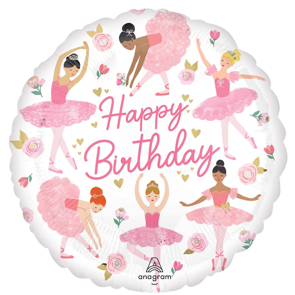 Ballerina Girl Happy Birthday Foil Balloon