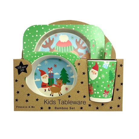 Christmas Kids Bamboo Tableware Set - Santa & Rudolph