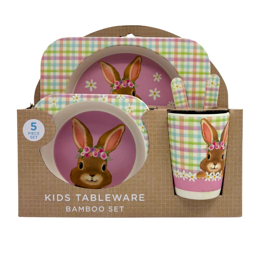 Easter Kids Bamboo Tableware Set - Bunny