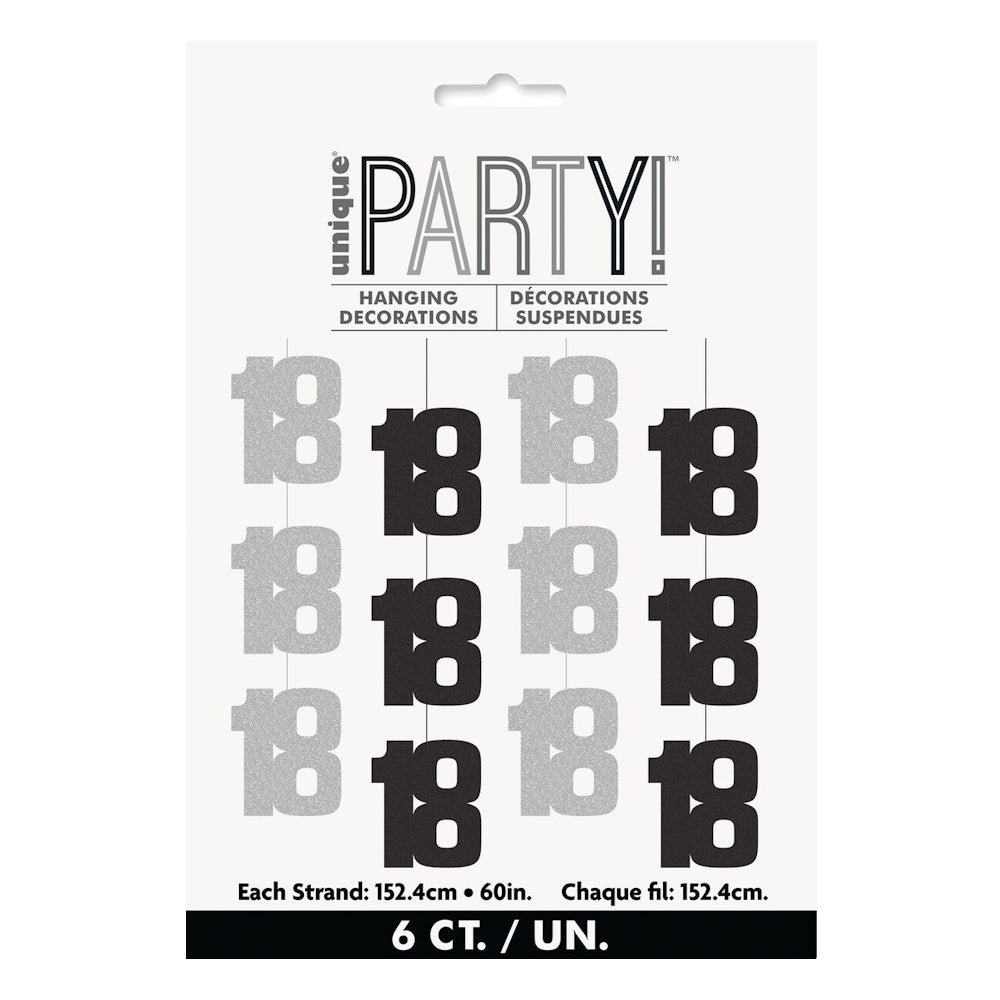 Glitz Black & Silver String Decorations - 18