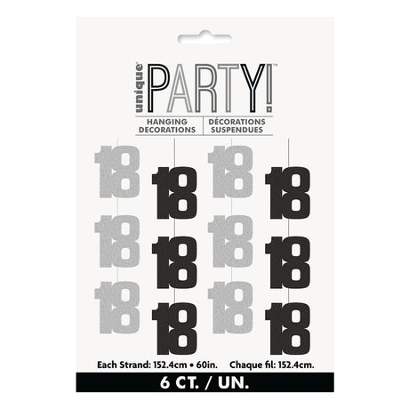 Glitz Black & Silver String Decorations - 18