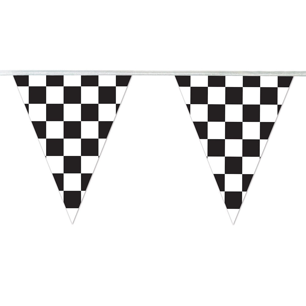 Black & White Check Pennant Banner 3.6m