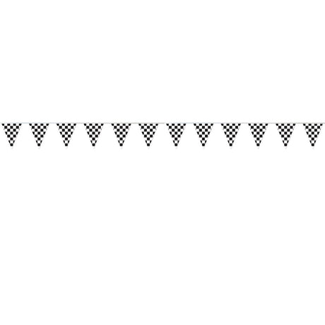 Black & White Check Pennant Banner 3.6m