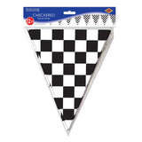 Black & White Check Pennant Banner 3.6m