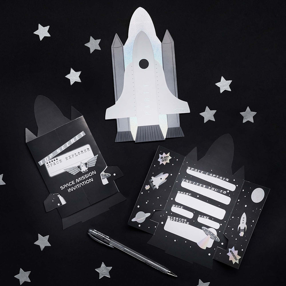 Blast Off Space Shuttle Party Invitations 10pk