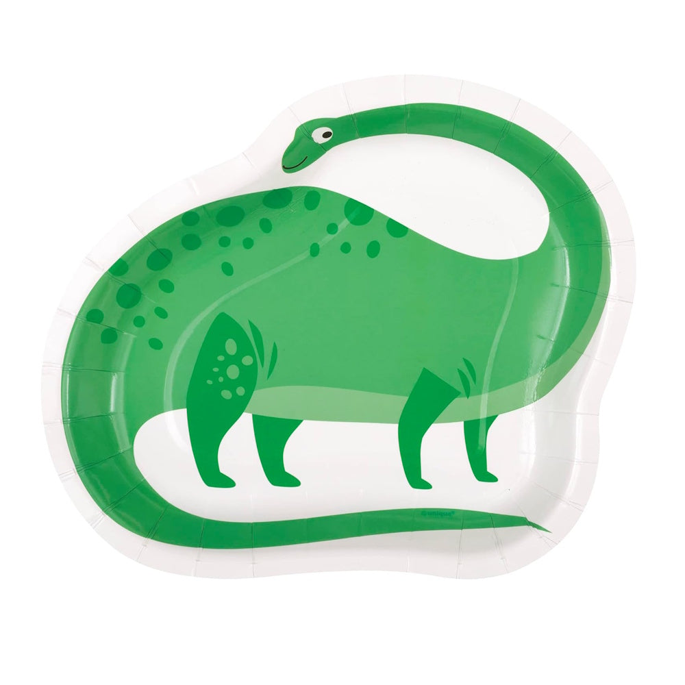 Green Dinosaur Shaped Plates 8pk