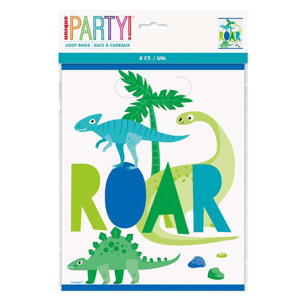 Blue & Green Dinosaur Loot Bags 8pk