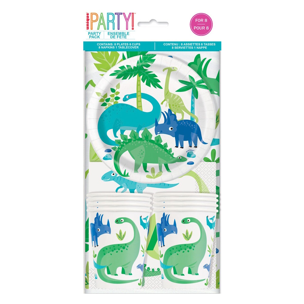 Blue & Green Dinosaur Party Pack for 8