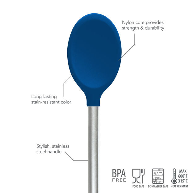 Blue Silicone Mixing Spoon with SS Handle