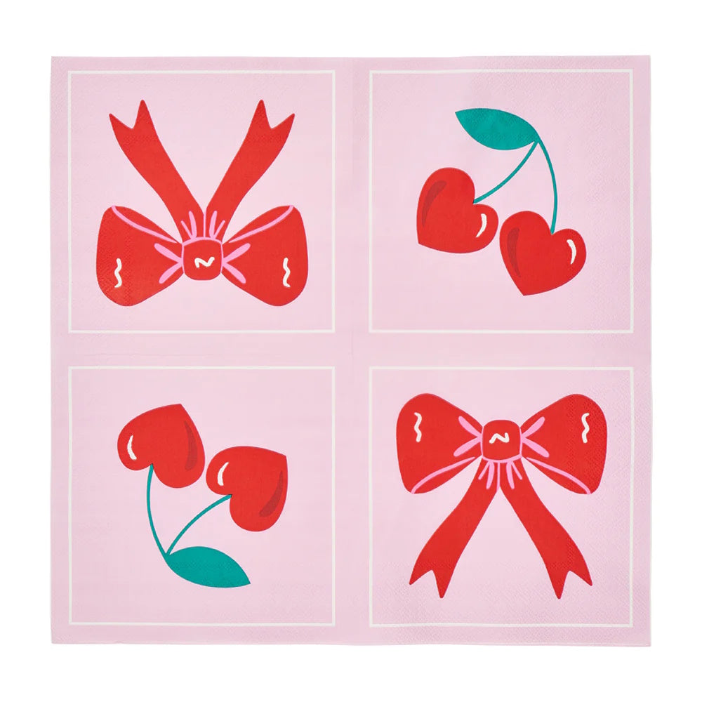 Annabel Trends Bows & Cherries Lunch Napkins 20pk