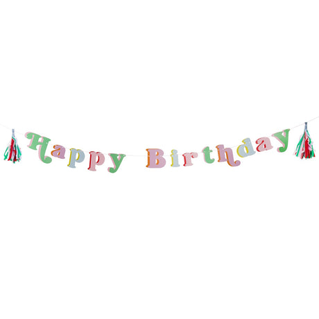 Bright Banquet Happy Birthday Banner with Tassels