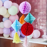 Bright Banquet Tassel Honeycomb Decorations 4pk