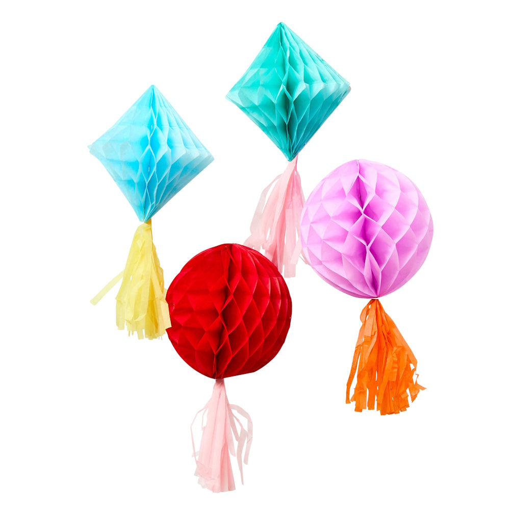 Bright Banquet Tassel Honeycomb Decorations 4pk