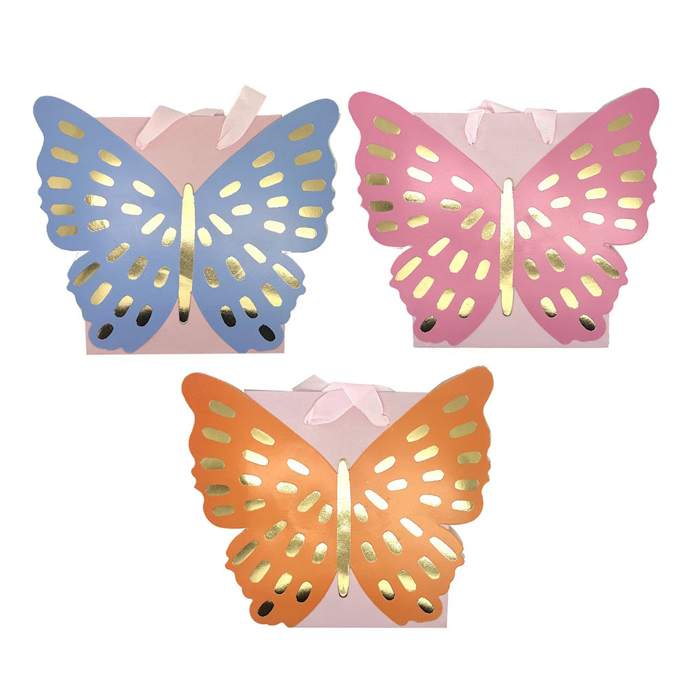 Butterfly Favour Bags with Ribbon Handles 3pk