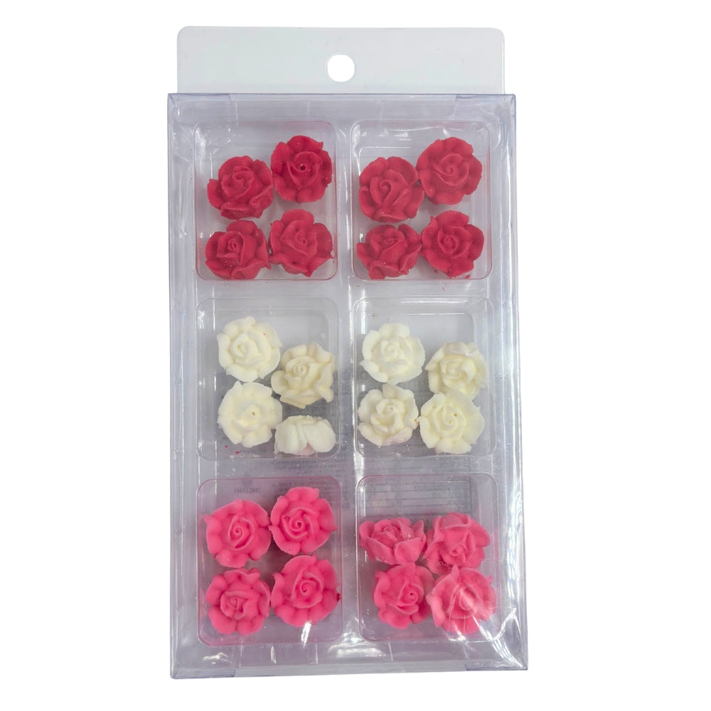 Button Rose Icing Decorations 24pk