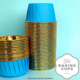 Cake Craft Foil Round Baking Cups 50pk - Blue & Gold