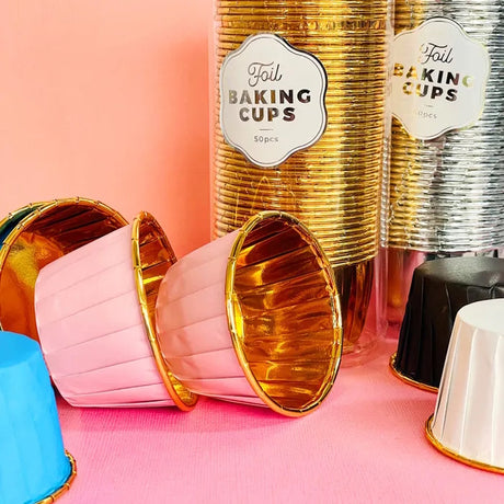 Cake Craft Foil Round Baking Cups 50pk - Silver