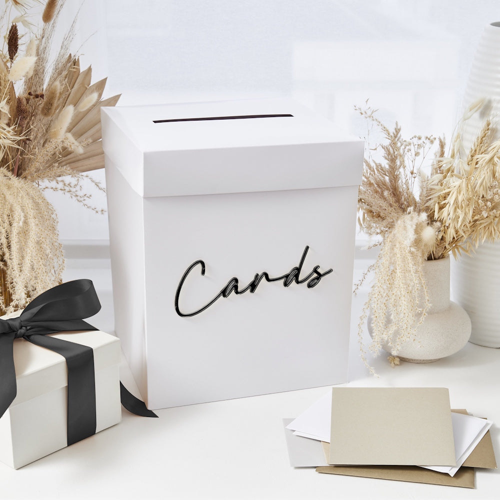 Card Box with Black Acrylic "Cards" Lettering