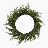 French Country Cedar & Pinecone Wreath with Lights