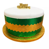 Christmas Cake Frill - Green with Gold Merry Christmas Centre
