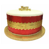 Christmas Cake Frill - Red with Gold Merry Christmas Centre