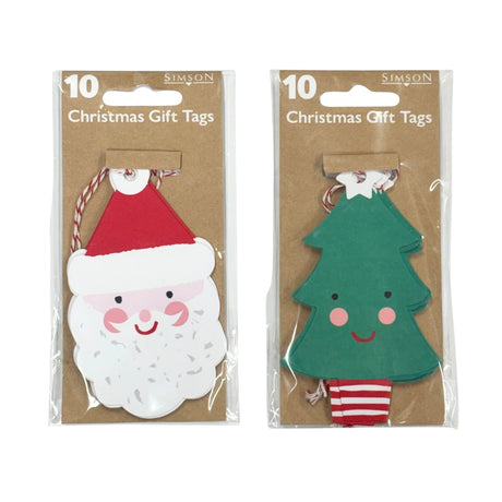 Santa & Christmas Tree Gift Tags 10pk