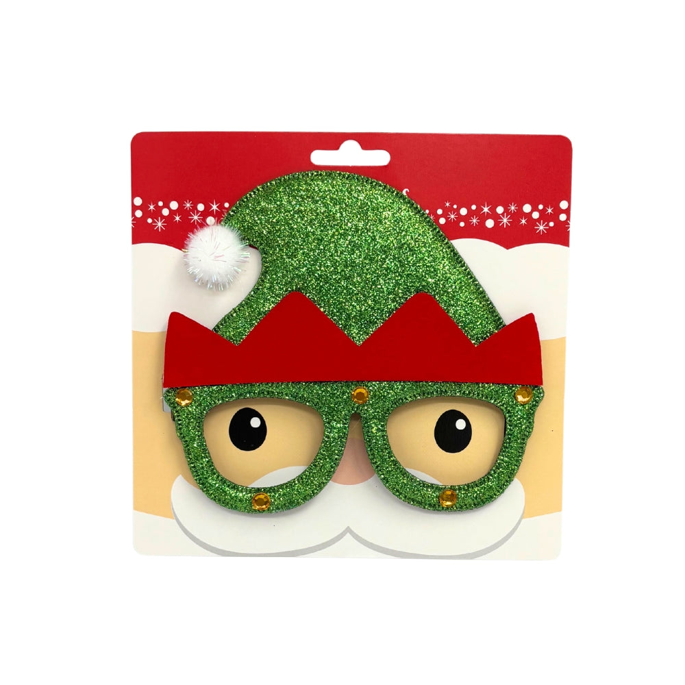 Glitter Novelty Christmas Glasses - Elf