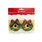 Glitter Novelty Christmas Glasses - Wreaths