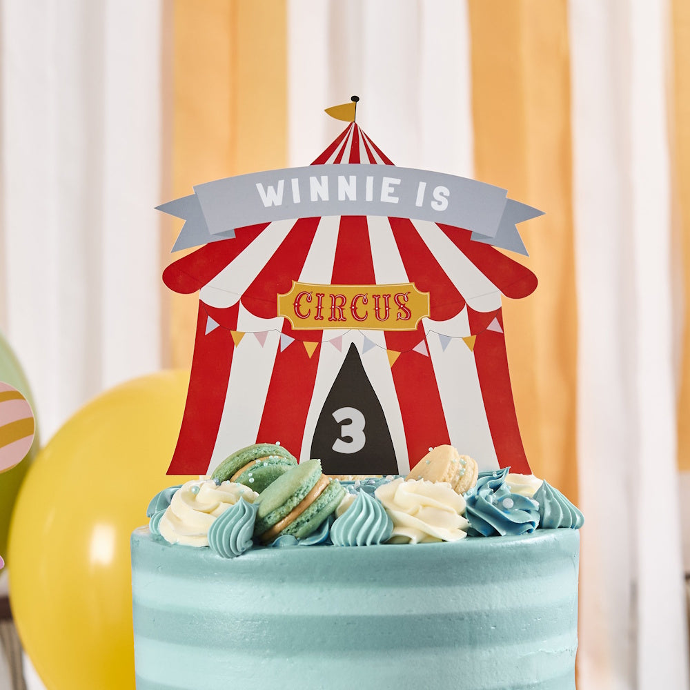 Circus Party Big Top Customisable Cake Topper