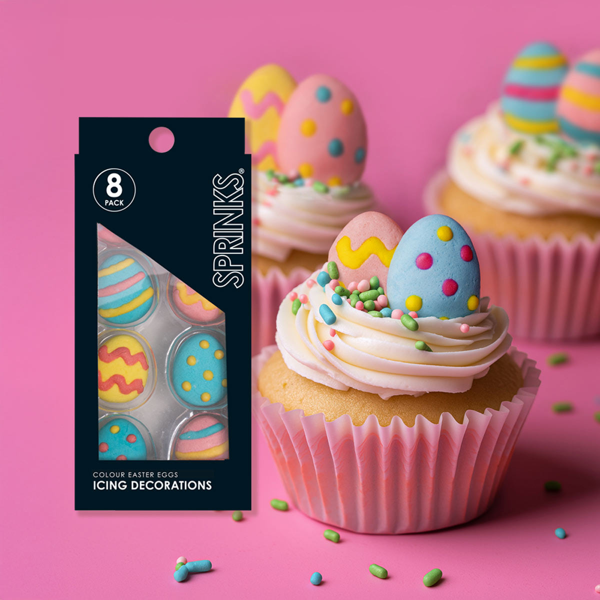 Sprinks Icing Decorations - Colourful Easter Eggs 8pk